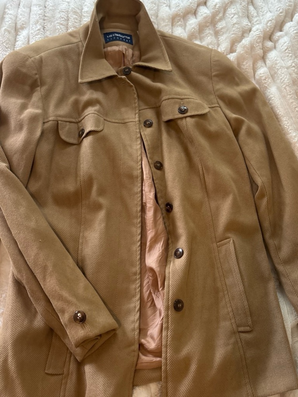 Liz Claiborne Tan Button-Front Jean Jacket